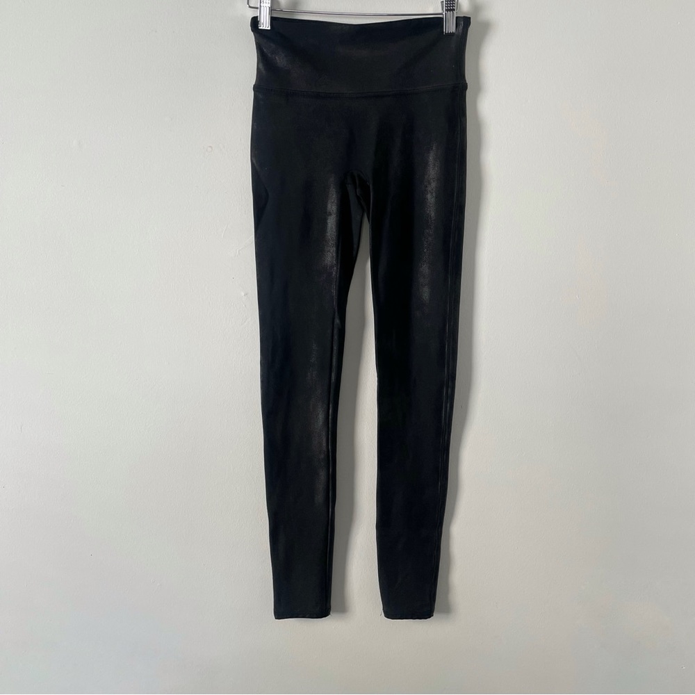 SPANX Black High Waisted Faux Leather Leggings Size Small - Picture 1 of 4